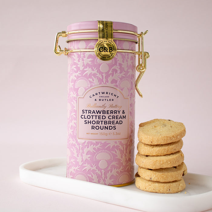 Strawberry and Clotted Cream Shortbreads in Tin
