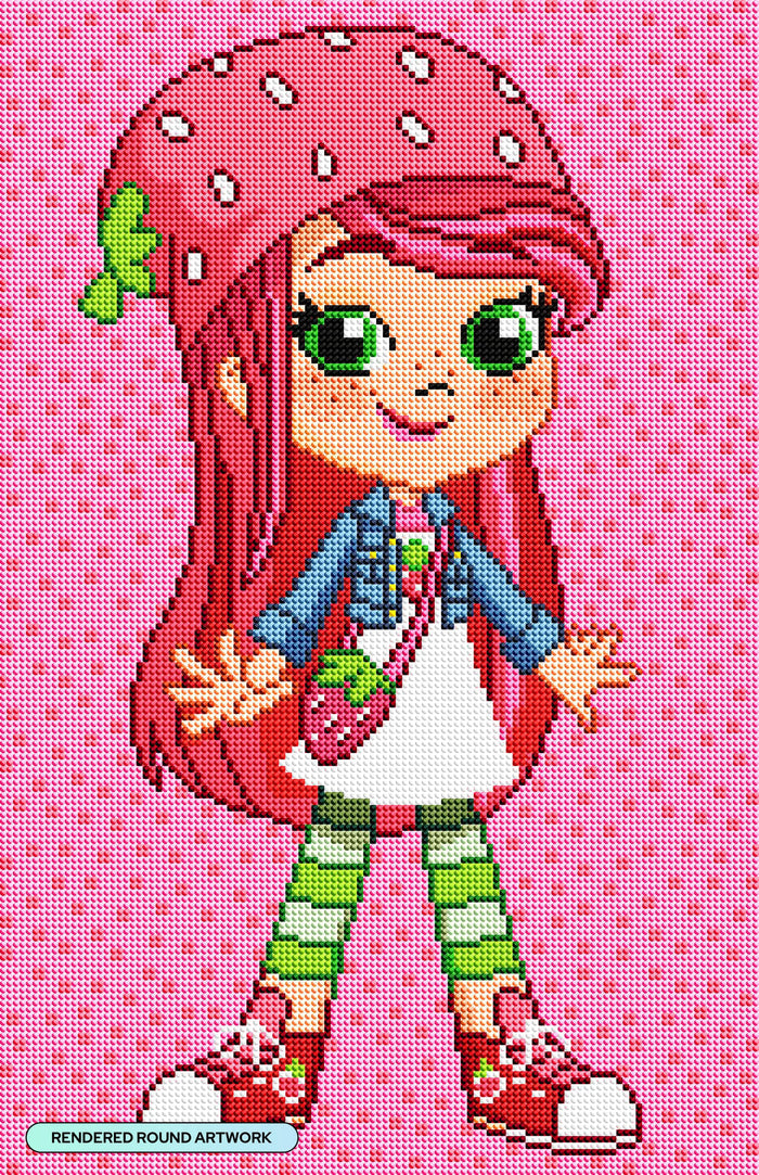 Diamond Painting Strawberry Shortcake 13" x 20" (32.8cm x 50.7cm) / Round with 29 Colors including 4 AB Diamonds and 1 Fairy Dust Diamonds / 21,177