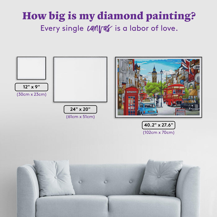 Diamond Painting Street of London 40.2" x 27.6" (102cm x 70cm) / Square With 57 Colors Including 4 ABs / 114,929