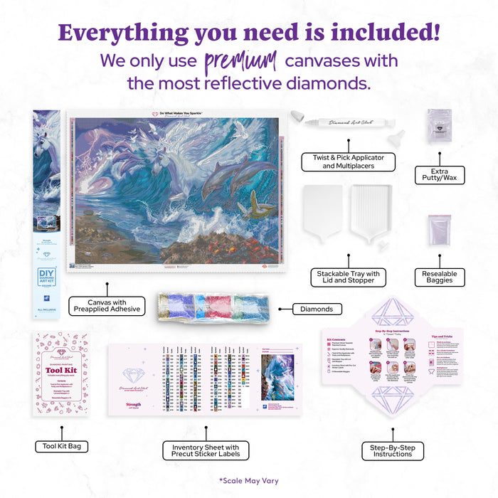 Diamond Painting Strength 38.6" x 27.6" (97.8cm x 69.9cm) / Square with 94 Colors including 3 ABs and 5 Fairy Dust Diamonds / 110,433