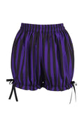 whimisgoth black and purple striped bloomer shorts