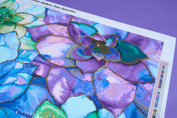 Diamond Painting Succulents 33" x 22" (83.7cm x 55.8cm) / Square with 72 Colors including 5 ABs and 1 Iridescent Diamond and 3 Fairy Dust Diamonds / 75,264