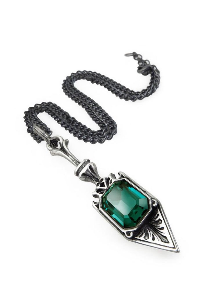 Alchemy England Punk Style Green Crystal Spoon Pendant