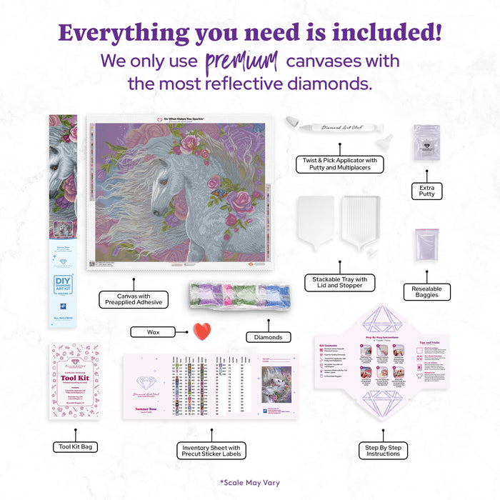 Diamond Painting Summer Rose 31.5" x 25.6" (80cm x 65cm) / Square with 55 Colors including 4 ABs and 1 Fairy Dust Diamonds / 83,781