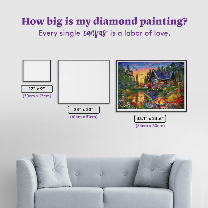 Diamond Painting Summer Sunset Fishing 33.1" x 23.6" (84cm x 60cm) / Square with 72 Colors including 4 ABs / 80,880