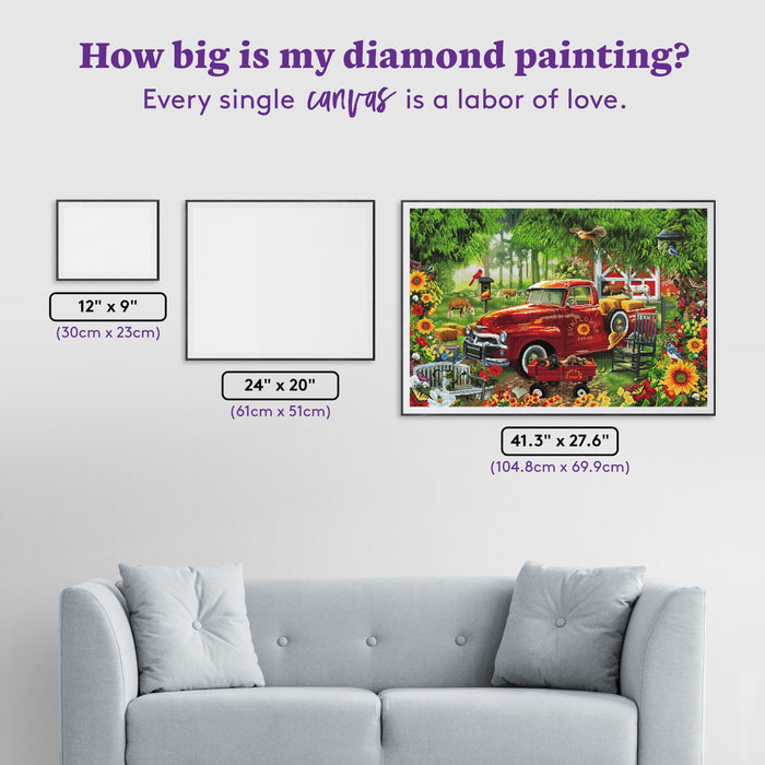 Diamond Painting Sunflower Farms 41.3" x 27.6" (104.8cm x 69.9cm) / Square with 66 Colors including 2 ABs and 4 Fairy Dust Diamonds / 118,301