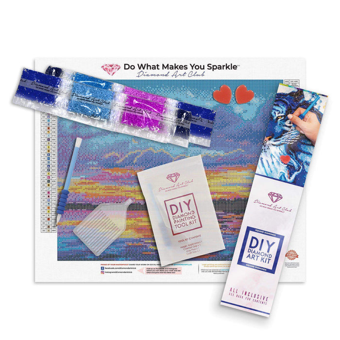 Diamond Painting Sunset Reflections 12.6" x 15.7" (32cm x 40cm) / Square with 38 Colors / 61,560