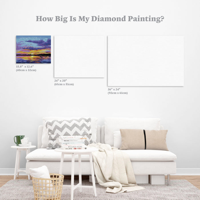 Diamond Painting Sunset Reflections 12.6" x 15.7" (32cm x 40cm) / Square with 38 Colors / 61,560