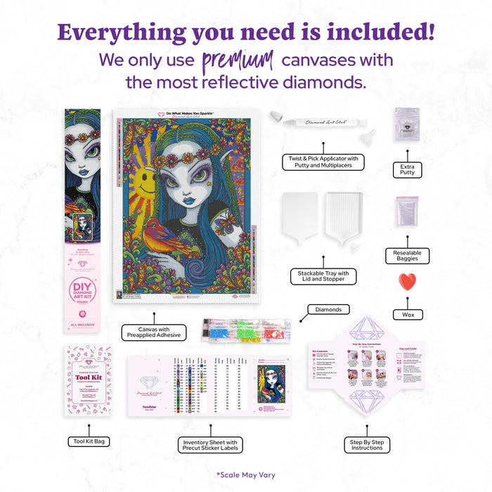 Diamond Painting Sunshine 22" x 30" (55.6cm x 76cm) / Round with 44 Colors including 2 ABs and 4 Fairy Dust Diamonds / 55,752