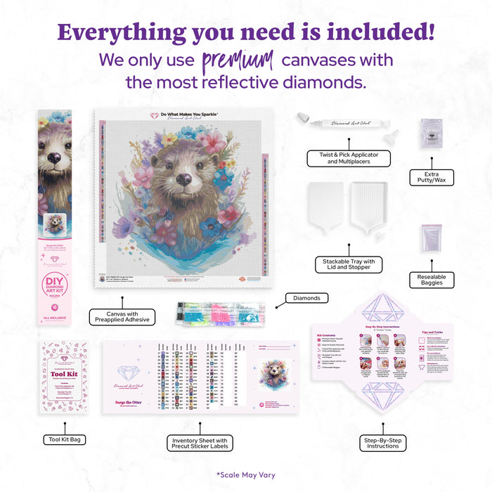 Diamond Painting Surge the Otter 22" x 22" (55.6cm x 55.6cm) / Round with 66 Colors including 3 ABs and 3 Fairy Dust Diamonds / 40,804
