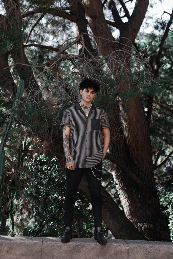 mens rockabilly striped button-down shirt