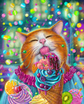 Diamond Painting Sweet Cat 22" x 27" (55.6cm x 68.8cm) / Round with 56 Colors including 3 ABs and 4 Fairy Dust Diamonds / 50,500