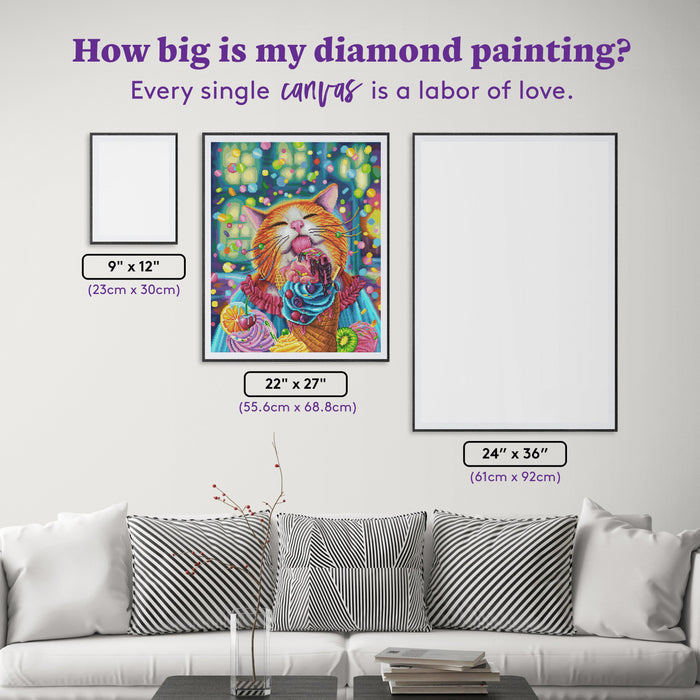 Diamond Painting Sweet Cat 22" x 27" (55.6cm x 68.8cm) / Round with 56 Colors including 3 ABs and 4 Fairy Dust Diamonds / 50,500
