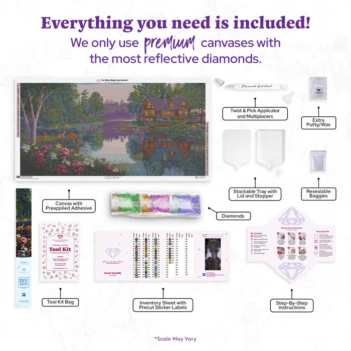 Diamond Painting Sweet Serenity 55.1" x 27.6" (139.8cm x 69.9cm) / Square With 62 Colors Including 2 ABs and 4 Fairy Dust Diamonds / 157,922
