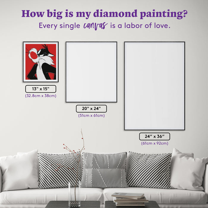 Diamond Painting Sylvester™ the Cat 13" x 15" (32.8cm x 38cm) / Round With 5 Colors Including 1 ABs / 15,912