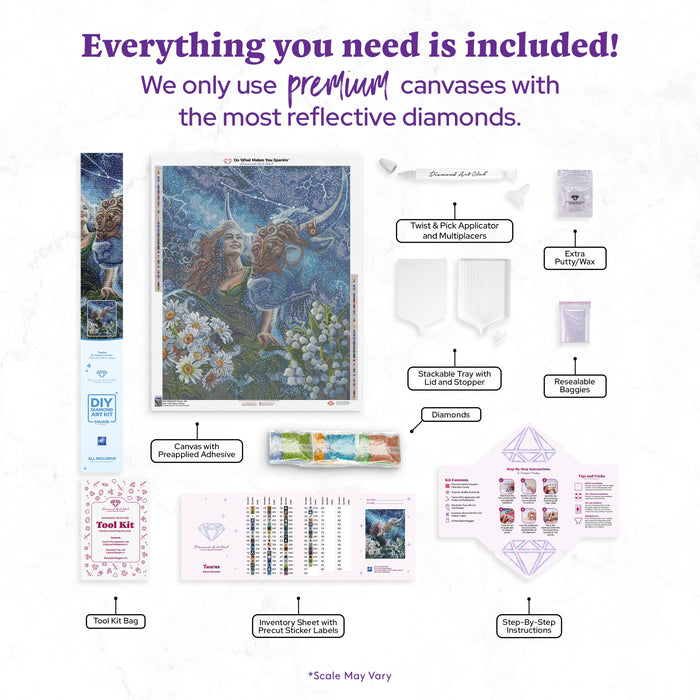 Diamond Painting Taurus 25.6" x 31.9" (65cm x 81cm) / Square with 66 Colors including 3 ABs and 3 Fairy Dust Diamonds / 84,825