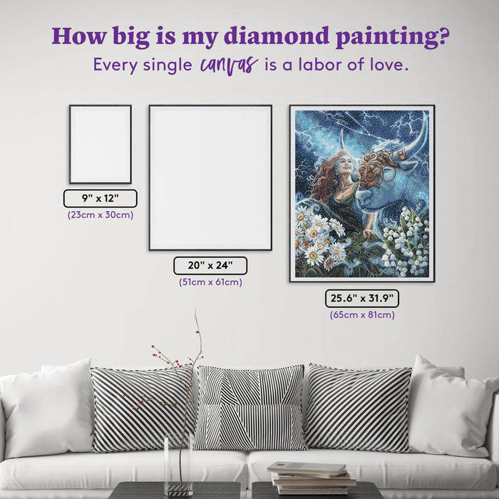 Diamond Painting Taurus - DD 25.6" x 31.9" (65cm x 81cm) / Square with 66 Colors including 3 ABs and 3 Fairy Dust Diamonds / 84,825