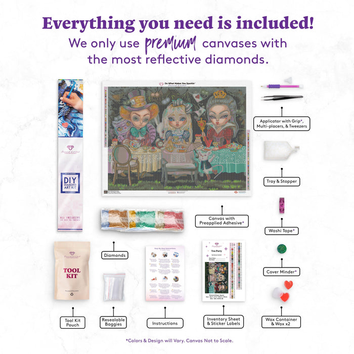 Diamond Painting Tea Party 36.6" x 27.6" (93cm x 70cm) / Square with 61 Colors including 5 ABs / 102,213