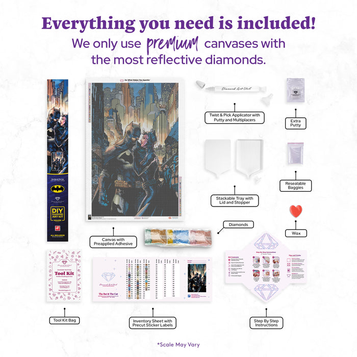 Diamond Painting The Bat & The Cat 27.6" x 42.1″ (70cm x 107cm) / Square with 47 Colors including 4 ABs / 117,448