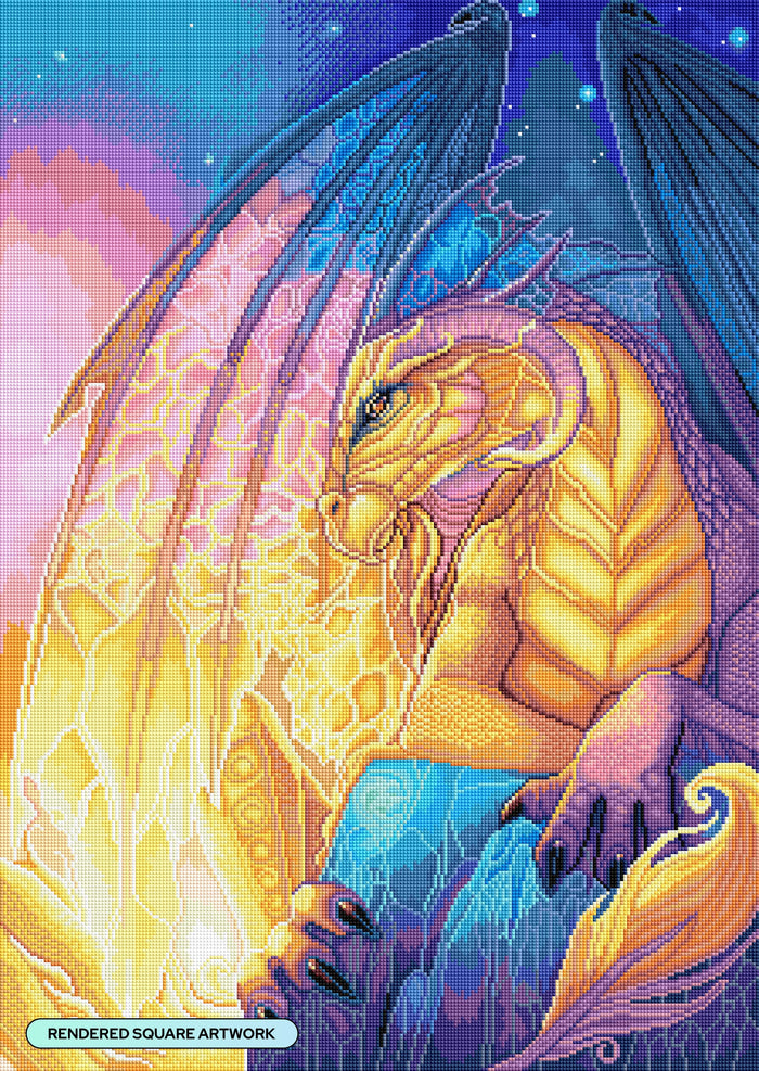 Diamond Painting The First Dragon 22" x 31" (55.8cm x 78.7cm) / Square With 55 Colors Including 2 ABs and 2 Fairy Dust Diamonds / 70,784