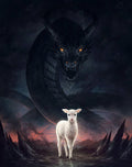Diamond Painting The Lamb And The Dragon 16.5" x 20.9" (42cm x 53cm) / Round With 27 Colors Including 2 ABs / 27,676