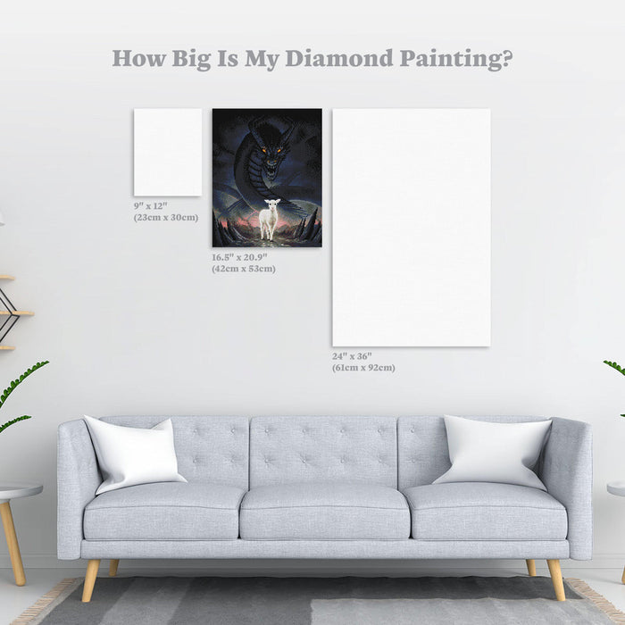 Diamond Painting The Lamb And The Dragon 16.5" x 20.9" (42cm x 53cm) / Round With 27 Colors Including 2 ABs