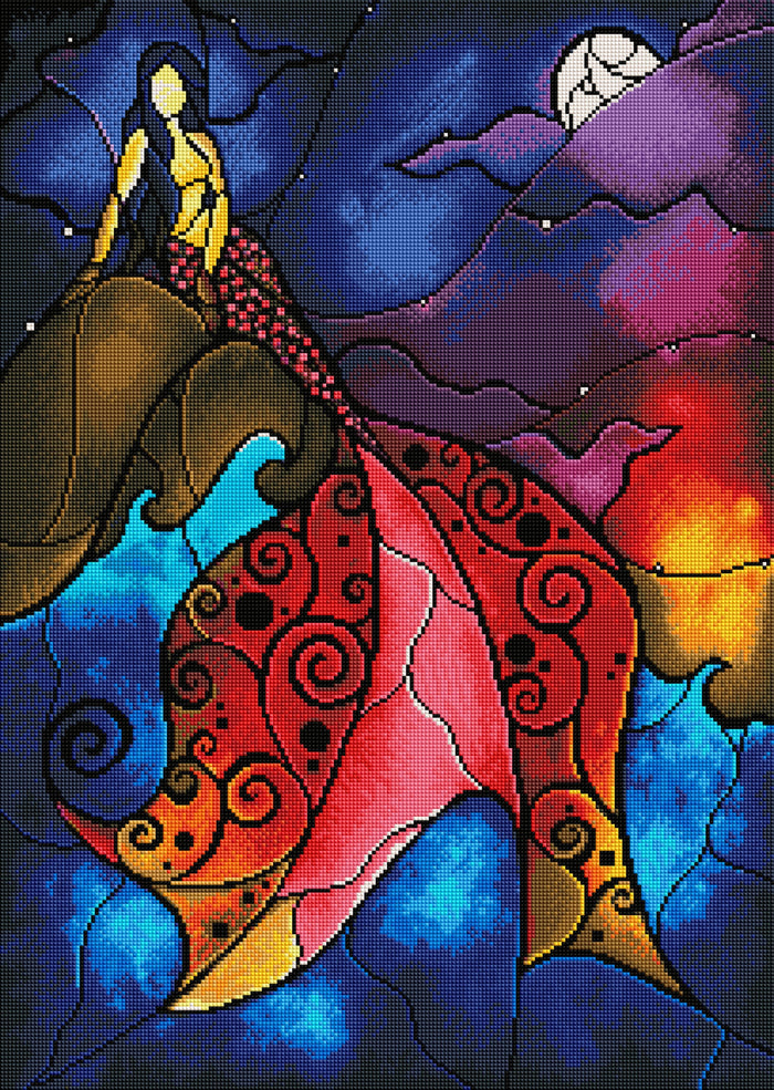 Diamond Painting The Little Mermaid 20.5″ x 28.7″ (52cm x 73cm) / Square With 42 Colors Including 4 ABs / 58,548