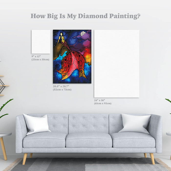 Diamond Painting The Little Mermaid 20.5″ x 28.7″ (52cm x 73cm) / Square With 42 Colors Including 4 ABs / 58,548