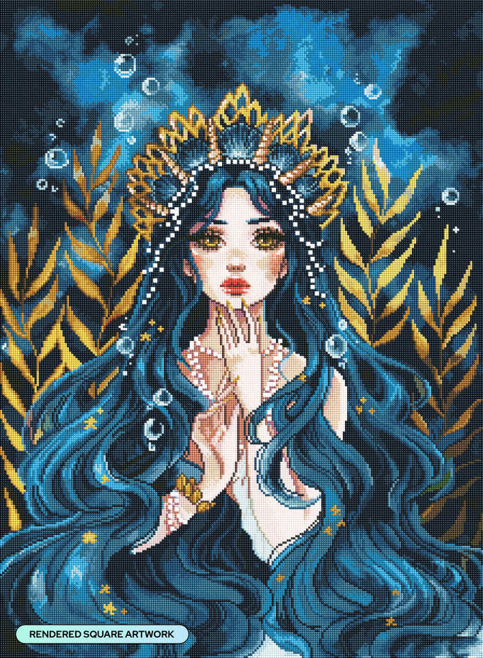 Diamond Painting The Mermaid Empress 22" x 30" (55.8cm x 75.9cm) / Square with 55 Colors including 1 Special Diamond and 4 Fairy Dust Diamonds / 68,320