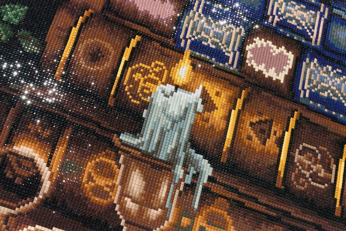 Diamond Painting The Midnight Library 22" x 28" (55.8cm x 70.7cm) / Square with 44 Colors including 1 AB and 5 Fairy Dust Diamonds / 63,616