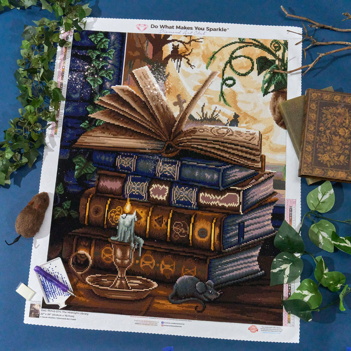 Diamond Painting The Midnight Library 22" x 28" (55.8cm x 70.7cm) / Square with 44 Colors including 1 AB and 5 Fairy Dust Diamonds / 63,616