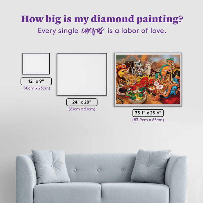 Diamond Painting The Noodle Dragons Bowl 33.1" x 25.6" (83.9cm x 65cm) / Square With 86 Colors Including 2 ABs and 6 Fairy Dust Diamonds / 87,957