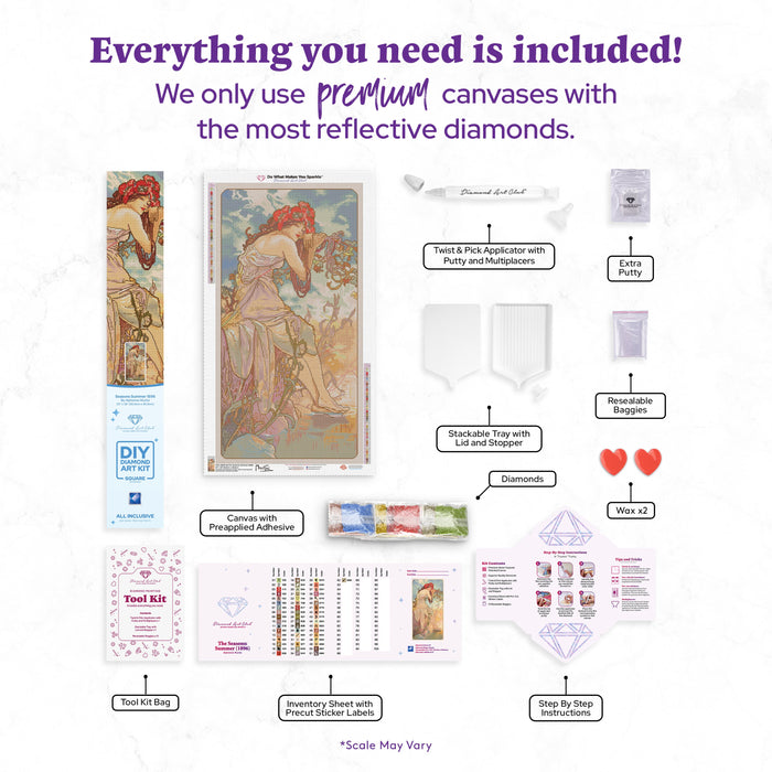 Diamond Painting The Seasons: Summer (1896) 20" x 38" (50.8cm x 96.8cm) / Square with 52 Colors including 3 ABs / 79,356