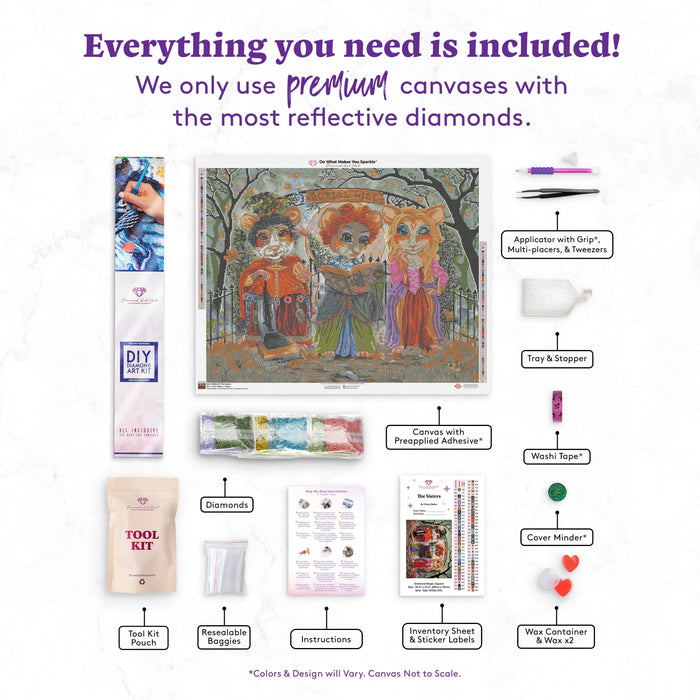 Diamond Painting The Sisters 35" x 27.6" (89cm x 70cm) / Square with 70 Colors including 2 ABs and 2 Fairy Dust Diamonds / 100,317