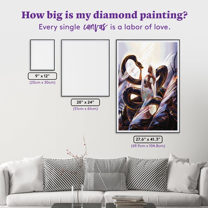 Diamond Painting The Snake 27.6" x 41.3" (69.9cm x 104.8cm) / Square with 55 Colors including 1 AB and 1 Iridescent Diamond and 5 Fairy Dust Diamonds / 118,301
