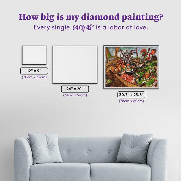 Diamond Painting The Sushi Rollers 30.7" x 23.6" (78cm x 60cm) / Square With 76 Colors Including 2 ABs and 3 Fairy Dust Diamonds / 75,433