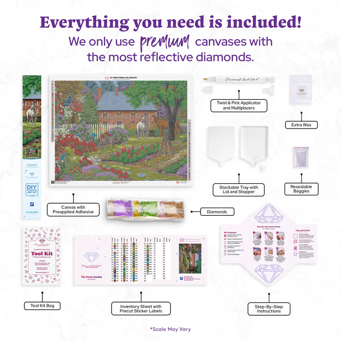 Diamond Painting The Sweet Garden 36.6" x 27.6" (93cm x 70cm) / Square With 65 Colors Including 4 ABs and 2 Fairy Dust Diamonds / 104,813
