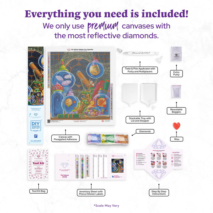 Diamond Painting The Universe in a Jar 22" x 25″ (56cm x 64cm) / Square With 50 Colors Including 3 ABs / 55,001