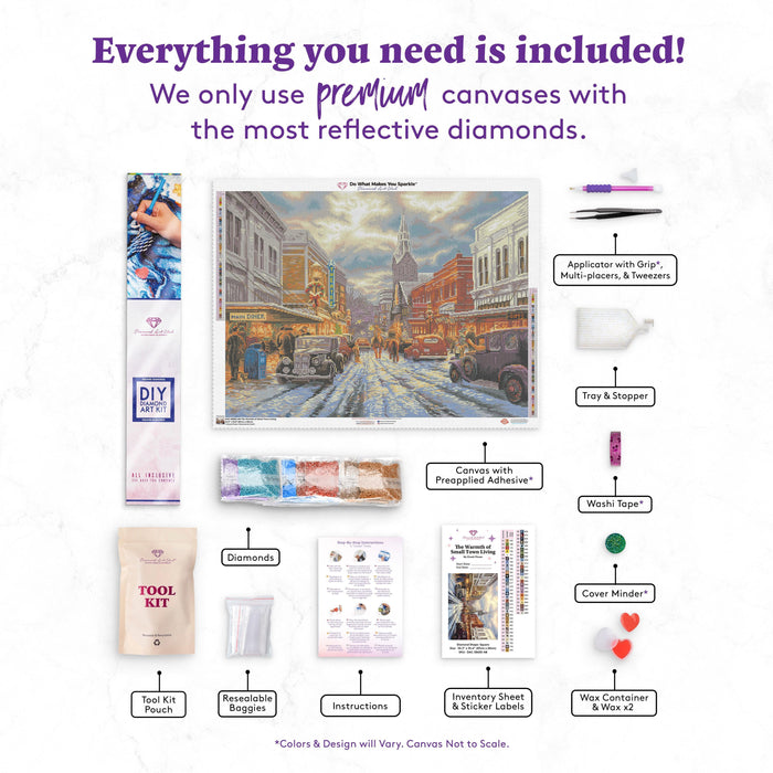 Diamond Painting The Warmth of Small Town Living 34.3" x 25.6" (87cm x 65cm) / Square With 56 Colors Including 5 ABs / 91,089