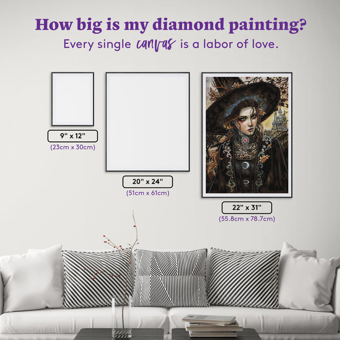Diamond Painting The Witch Who Stole the Night 22" x 31" (55.8cm x 78.7cm) / Round with 60 Colors including 2 ABs and 2 Fairy Dust Diamonds / 55,919