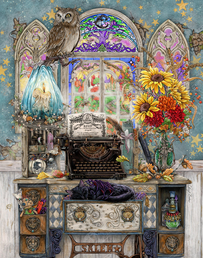 Diamond Painting The Witch's Study Room 27.6" x 35" (70cm x 89cm) / Square with 58 Colors including 4 ABs and 2 Fairy Dust Diamonds / 100,317