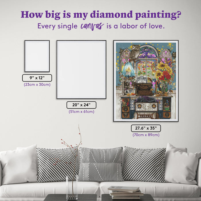 Diamond Painting The Witch's Study Room 27.6" x 35" (70cm x 89cm) / Square with 58 Colors including 4 ABs and 2 Fairy Dust Diamonds / 100,317