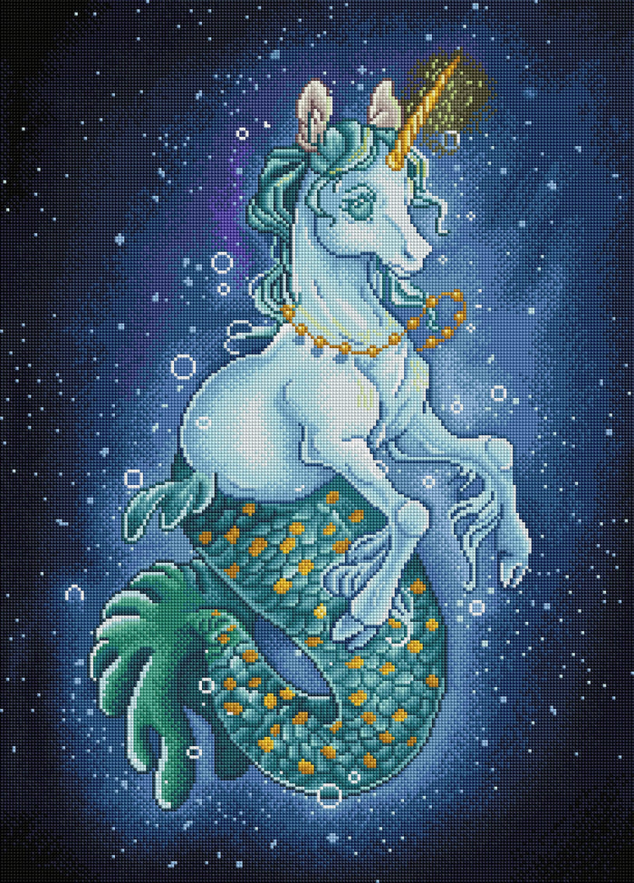 Diamond Painting The Young Mermacorn 20" x 28" (51cm x 71cm) / Square with 38 Colors including 4 ABs / 57,936