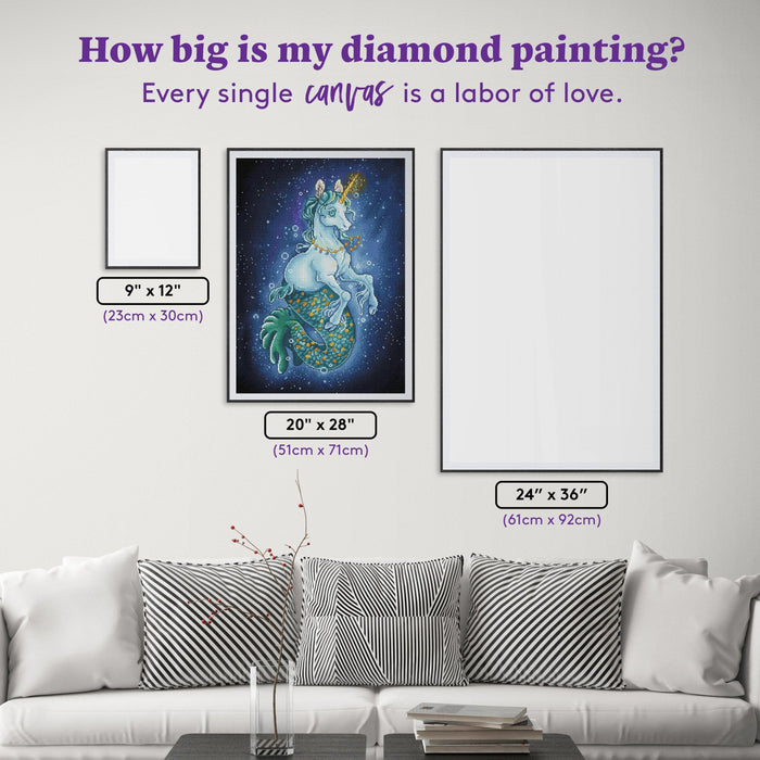 Diamond Painting The Young Mermacorn 20" x 28" (51cm x 71cm) / Square with 38 Colors including 4 ABs / 57,936