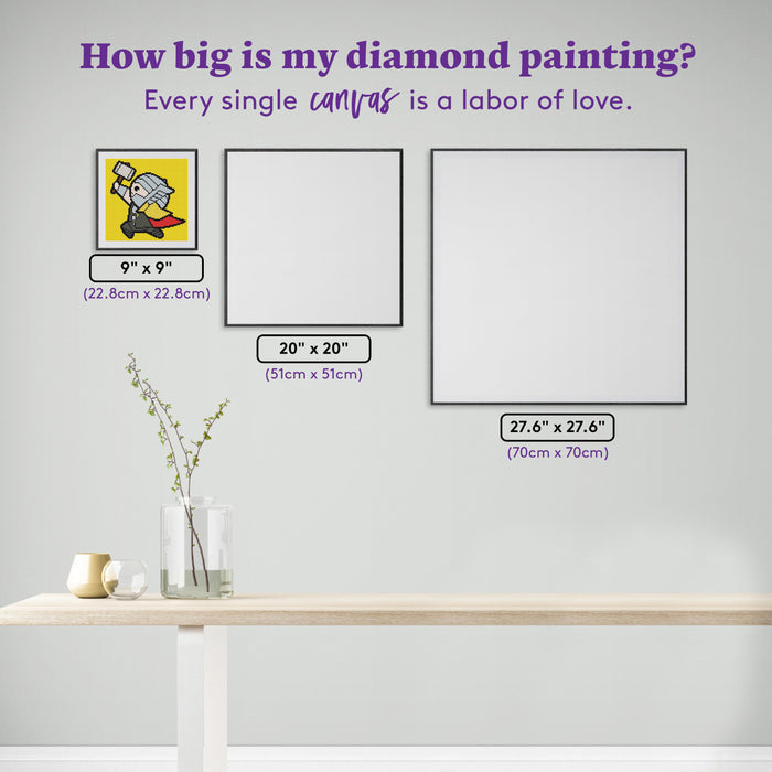 Diamond Painting Thor 9" x 9" (22.8cm x 22.8cm) / Round with 9 Colors including 2 ABs and 1 Fairy Dust Diamond / 6,889