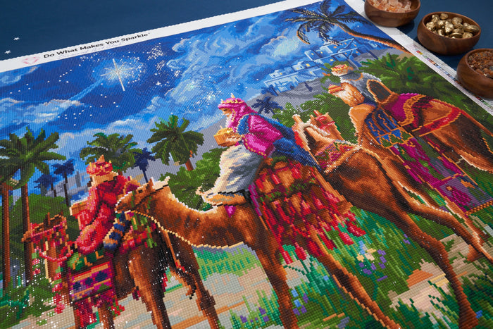 Diamond Painting Three Kings Nativity Scene 41.0" x 27.6" (104cm x 70cm) / Square with 75 Colors including 4 ABs and 1 Fairy Dust Diamonds and 1 Iridescent Diamonds / 117,177