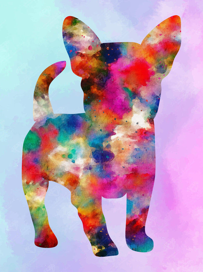 Diamond Painting Tie Dye French Bulldog 9" x 12" (22.9cm x 30.8cm) / Round with 44 Colors including 4 ABs / 9,020