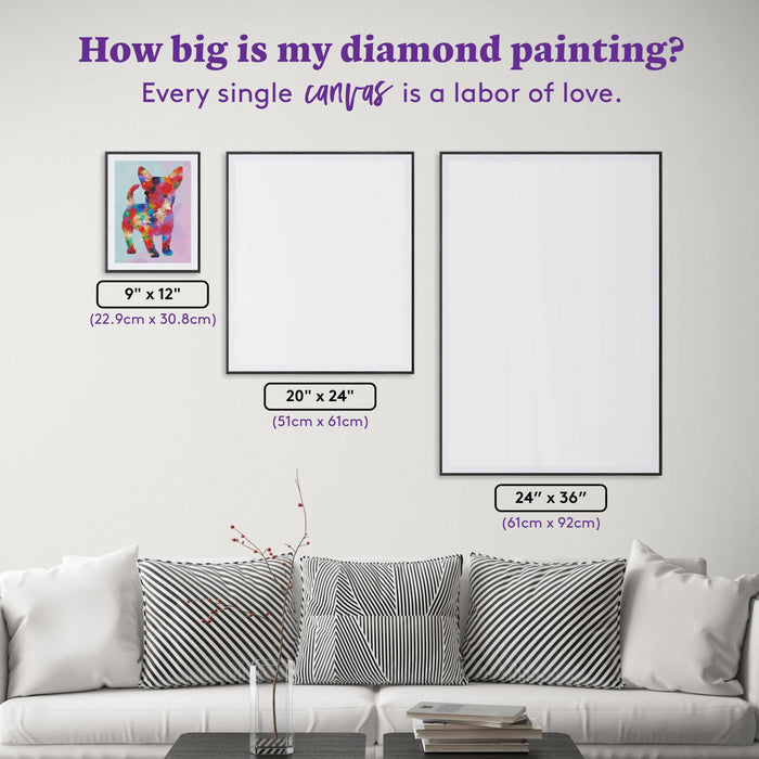 Diamond Painting Tie Dye French Bulldog 9" x 12" (22.9cm x 30.8cm) / Round with 44 Colors including 4 ABs / 9,020
