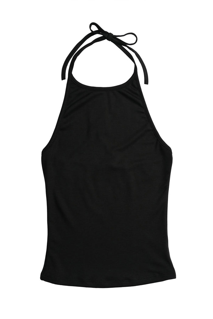 punk stretchy black halter top