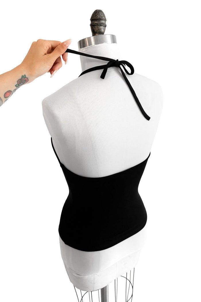 emo summer goth black halter top